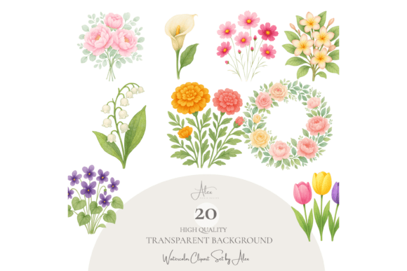 Watercolor Floral Clipart Bundle